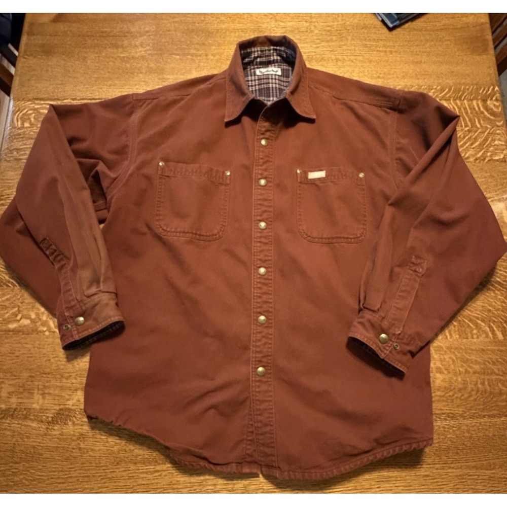 Carhartt Canvas Shirt Mens Sz Large Red Flannel Lined S96 CLY Workwear Shacket